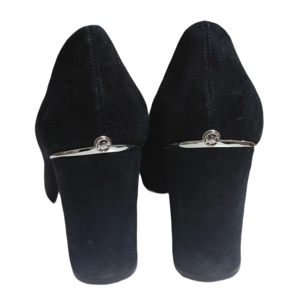 Michael Kors Liza Black Suede Block Heel Pumps Size 7 M - Picture 6 of 13